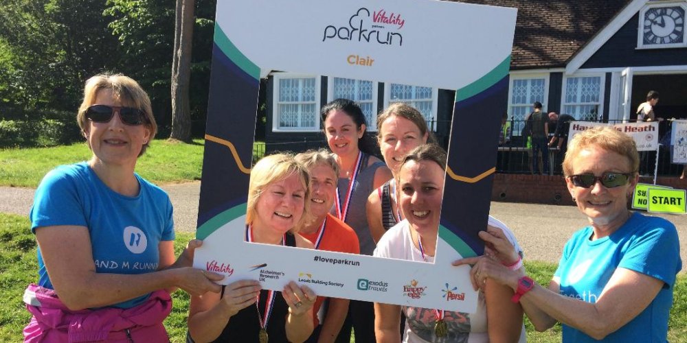 J and M running at Clair parkrun